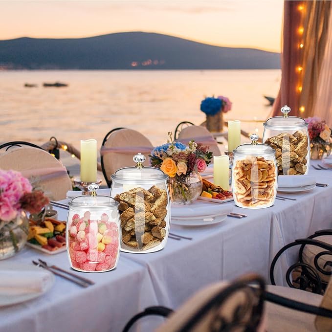 4 Pcs 64 oz 90 oz Candy and Cookie Jar with Lids 4 Spoons Plastic Jars Decorative Apothecary Jars Candy Buffet Containers Clear Can Airtight Food Storage Canister for Home Decoration Supplies