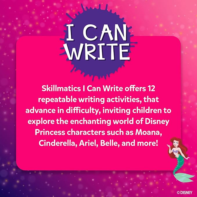 Skillmatics I Can Write Disney Princess - Reusable Preschool Learning Activities, Educational, Christmas Toy and Game, Back to School Supplies, Gifts for Students, Kids, Toddlers Ages 3, 4, 5, 6