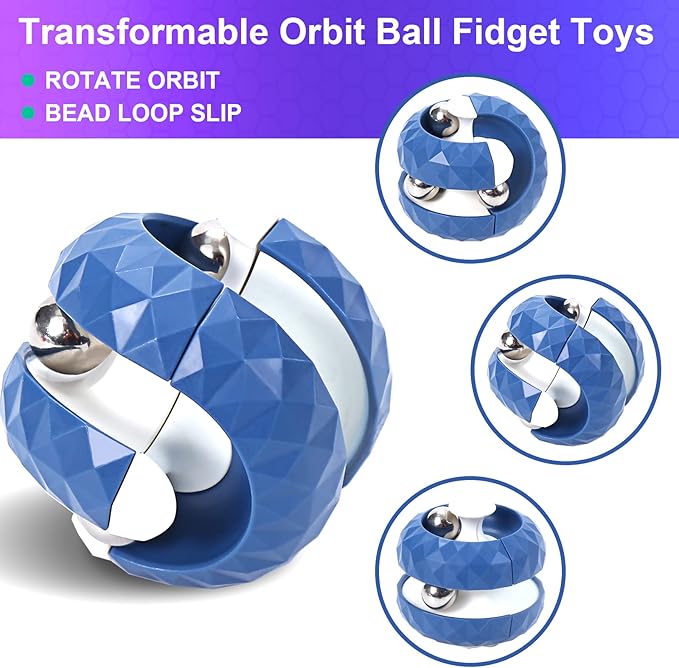 (4 Pcs) Fidget Toys Orbit Ball Toy Pack, Novelty Creative Track Infinity Cube Stress Relief Balls Sensory Toys for Autistic ADHD Kids Adults