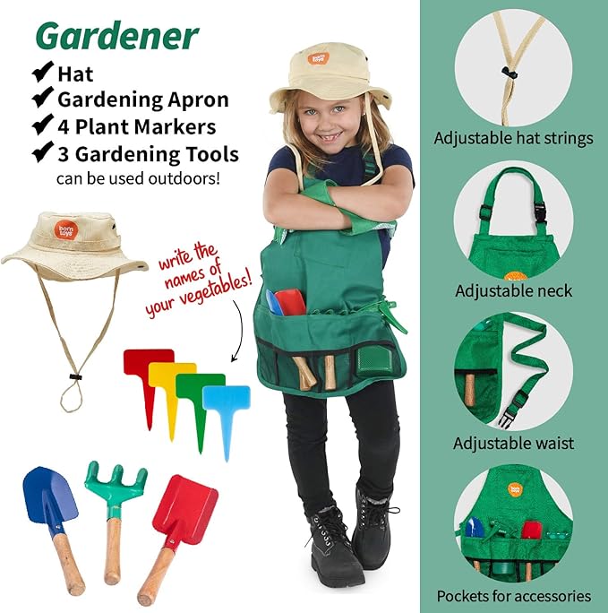 Born Toys Kids Dress Up Costumes for Toddlers - Washable Play Outfits for Boys & Girls, Ages 3-7 (Worker, Chef, Gardener)