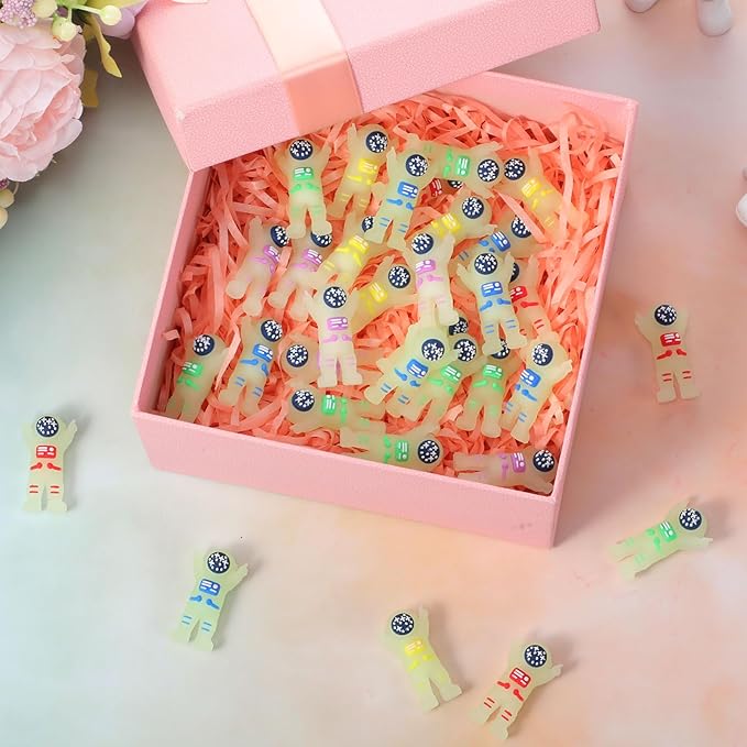 25 Pcs Mini Astronaut Figurines Glow in The Dark Miniature Astronaut Tiny Spaceman Toys for Space Party Piñata Cake Topper Kids School Classroom Prize Gift Hide and Seek (Full Body Glow)