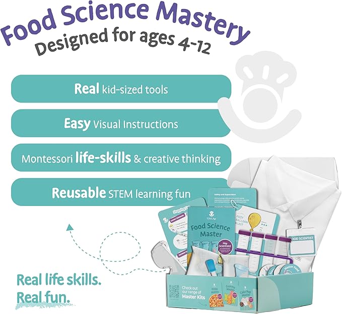 Tovla Jr. Kids Food Science Kit – Real Cooking Tools + Edible Experiments – Montessori-Inspired STEM Activity Set for Ages 4-12