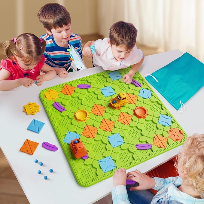 Logical Road Builder Puzzle Games, STEM Learning Toys for Kids Ages 3-8, Montessori Preschool Educational Toys for Fine Motor Skills, Creative Construction Gifts, 200+ Routes & Storage Bag Included