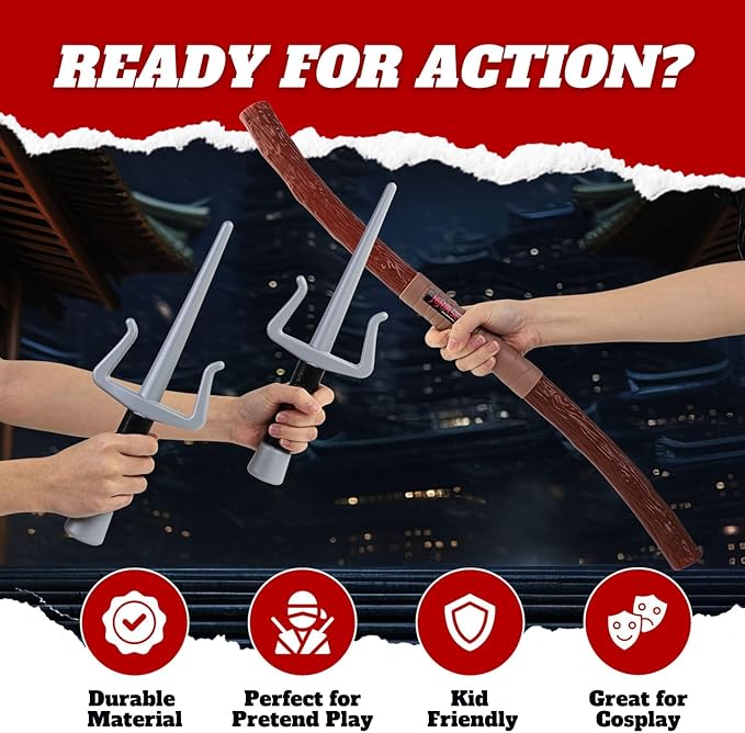 Liberty Imports Ninja Warrior Toy Weapons Role Playset Kids Pretend Play Dress Up Battles Costume Accessories