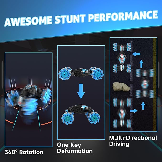 Gesture Sensing RC Stunt Car, 360° Rotating 4WD Transform Twist Cars Remote Control Car with Lights Music, 2.4GHz Hand Controlled RC Car Drift Car Birthday Xmas Gifts for Kids Age 8-15 Years Old