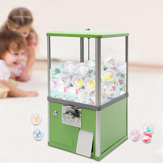 Vending Machine, 20.87Inch Height Candy Gumball Machine with Load Capacity Gumball Bank, Metal Candy Vending Machine for 1.77-1.97Inch Gadget,Portable Candy Dispenser Machine for Retail Shop (Green)