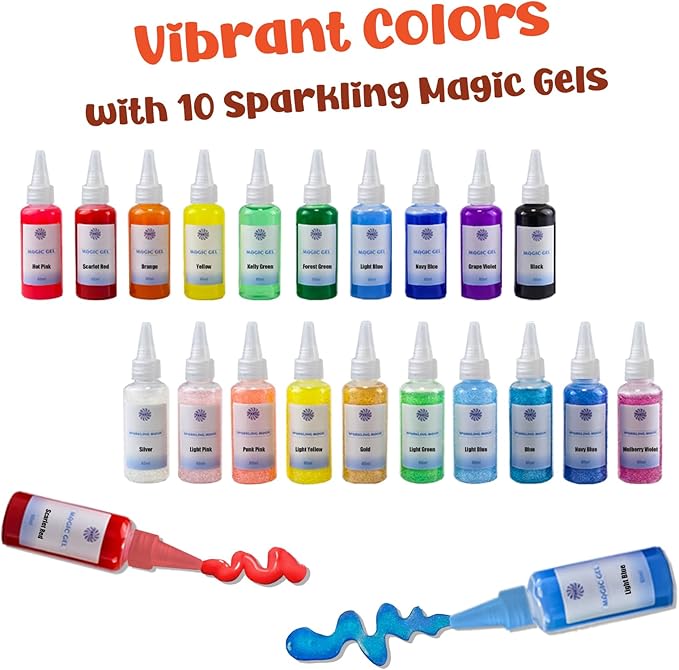 Magic Water Elf Toy Kit for Kids Ages 3-12, DIY Sensory Craft with 20 Bottles of Magic Gel, 15 Molds, STEM Educational Science Activity, Water Beads for Kids Ages 6-12, Birthday Party Gifts