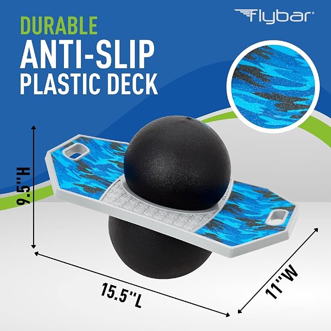 Flybar Pogo Trick Ball for Kids, Bounce Board for Boys and Girls Ages 6+, Up to 160 lbs, Includes Pump, Easy to Carry Handle, Durable Plastic Deck Indoor, Outdoor Toy Pogo Jumper,