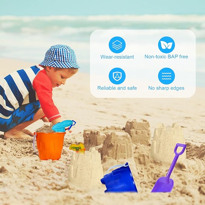 5.63 Inch Sand Castles Beach Buckets and Shovel Set,Sand Bucket Water Bucket for Beach Fun Great Summer Party Accessory(12 Shovels and 12 Pail Buckets)