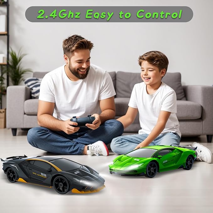 Remote Control Car, 1/24 2.4GHz 4WD RC Drift Cars High Speed Racing Car with 2 Rechargeable Batteries Extra Tires Toy Car RC Cars for Adults Boys