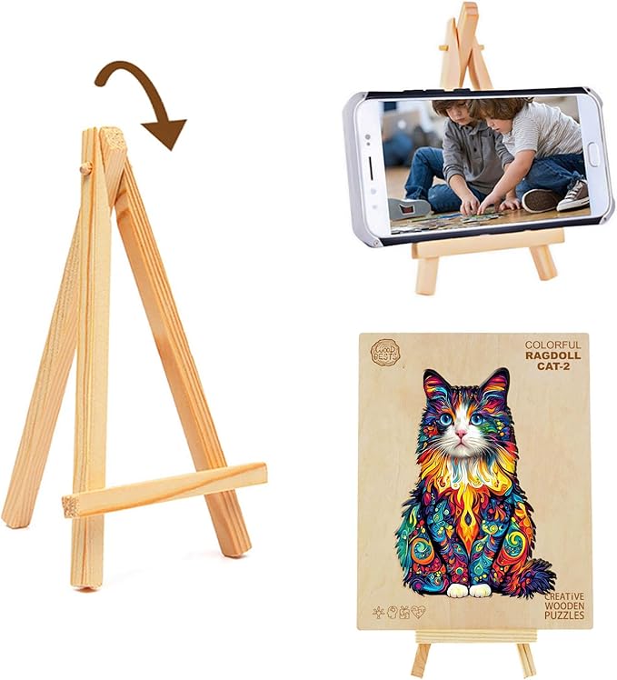 Wooden Puzzles for Adults, Wooden Jigsaw Puzzles for Adults Kids, Colorful Ragdoll Cat-2 Unique Shaped Wood Puzzles Adult, Creative Birthday Gifts for Friends Family Game (13.4 * 9.2in 195pcs)