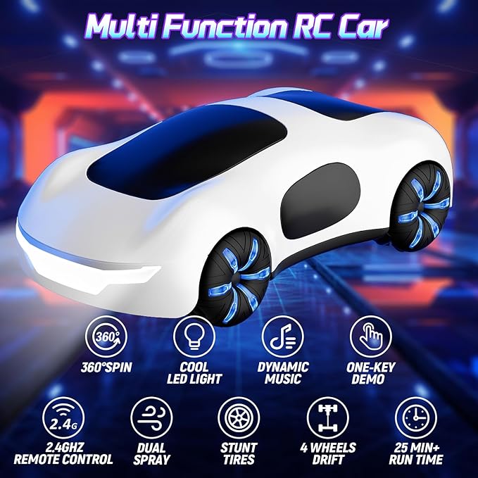 Gesture Sensing Remote Control Car, Drift RC Stunt Car with Light Spray & Sound, 2.4GHz Hobby RC Cars Toy for Kids, 360° Rotate, Birthday Gifts for Boys Girls 4-12 Racing Gifts