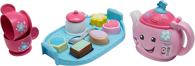 Fisher-Price Toddler Toy Laugh & Learn Sweet Manners Tea Set with Smart Stages Learning Songs for Pretend Play Kids Ages 18+ Months