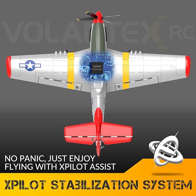 P51D RC Plane, 4CH RC Airplane with High Speed Engine, Remote Control Airplane with Xpilot Stabilization System & Aerobatic, Remote Control Plane Best Gift for Kids