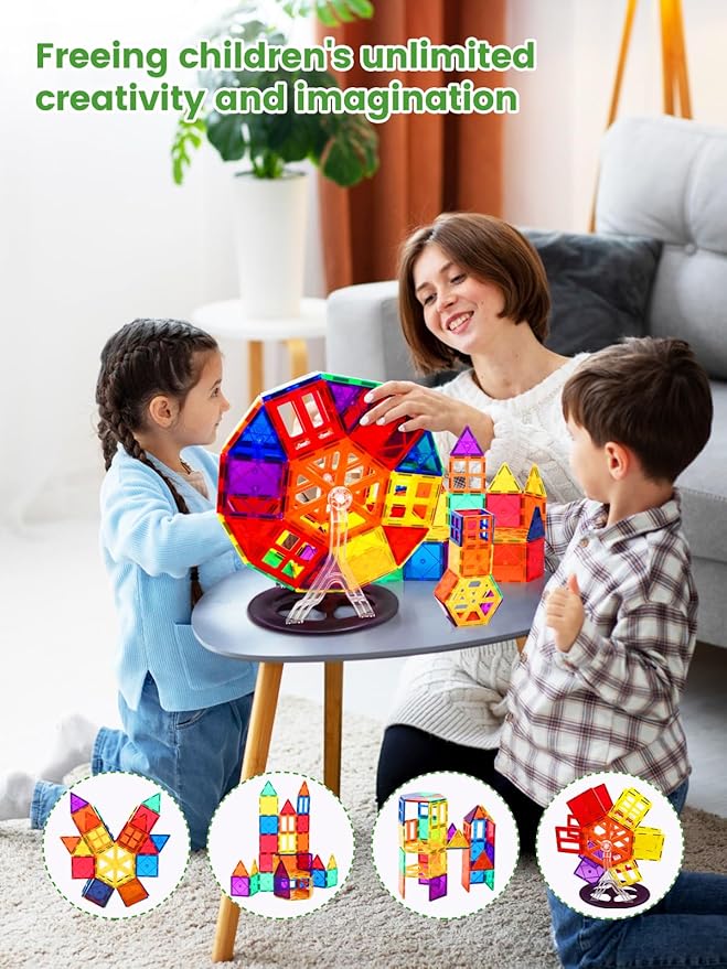 YIJZRUO Magnetic Tiles - 3D Building Blocks for Toddlers 1-3 & Kids Ages 4-8, STEM Educational Magnetic Toys Toddler Toys