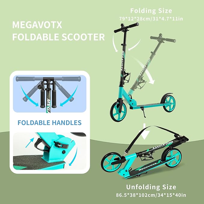 Kids & Adults Kick Scooter – 2 or 3 Wheel Options (LED on 3-Wheel) for Outdoor Fun & Commuting, Foldable and Portable, Adjustable Handle, Anti-Slip Deck (Ages 3 to Adult),Birthday Gift