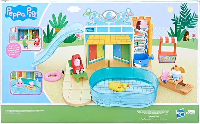 Peppa Pig Toys Peppa's Waterpark Playset, Playset with 2 Figures, Preschool Toys for 3 Year Old Girls and Boys and Up