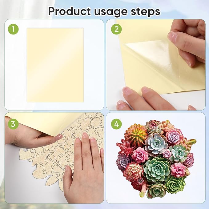 Succulent Bouquet Wooden Puzzles for Adults, 200 Pieces Mandala Round Jigsaw Puzzles, Medium Size Unique Shaped Liberty Wood Puzzle Gift for Kids, Family Game 11.3'' x 10.5''