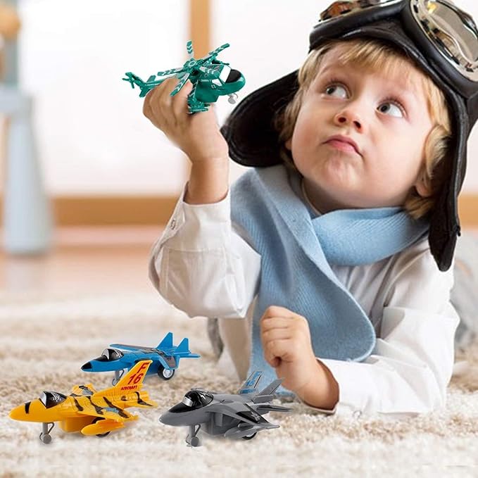 Liberty Imports Pull Back Airplanes Toys Vehicle Playset, Variety Pack of Helicopters, Stealth Bombers, Fighter Jets, Aircraft, Planes for Kids Toddlers Party Favors (24 Pack)