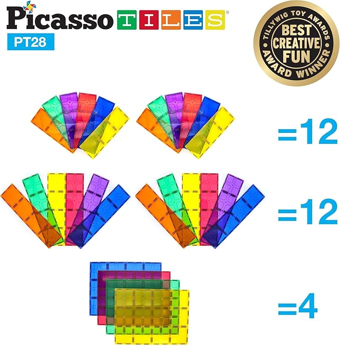 PicassoTiles Large Stabilizer Building Block Base Jumbo XL Plate Foundation Kit Magnetic Building Blocks Magnet Tiles Stacking STEM Toy Set