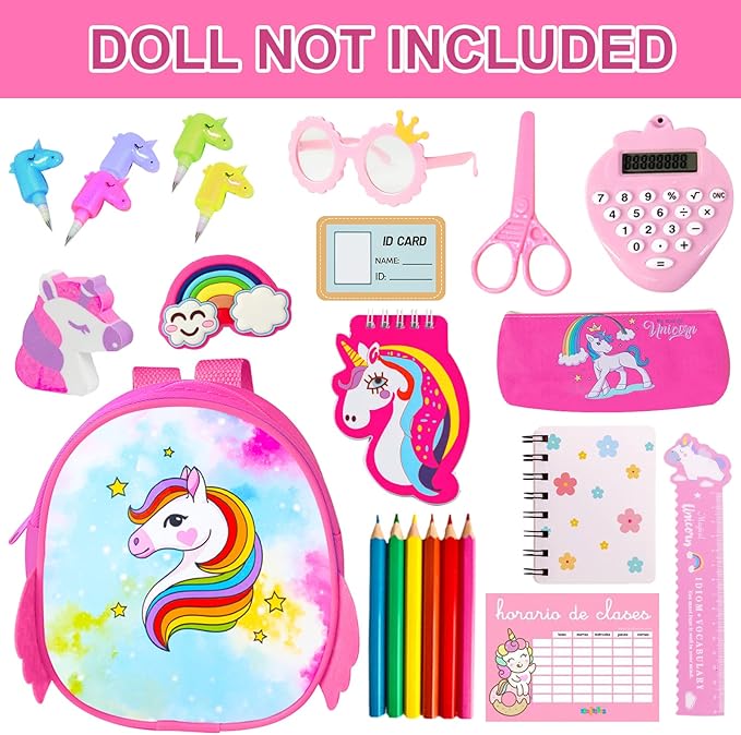 American 18 Inch Doll Accessories Stationery Set and Clothes Pink Unicorn Series for Kid's 18 Inch Doll