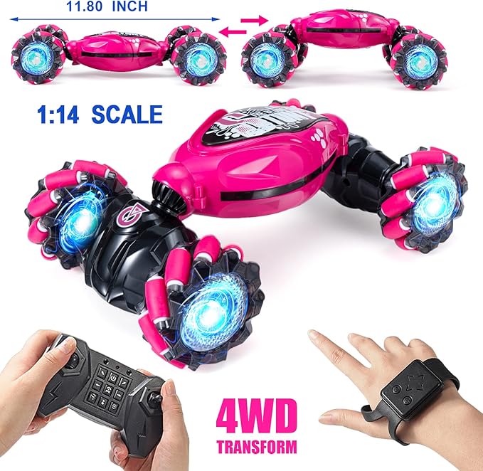 1:14 Gesture RC Car Large, Remote Control Car for Boys Adults,Hand Controlled RC Car, All Terrains Monster Trucks for Boys Gesture Sensing rc Stunt car 360° Flips with Lights Music