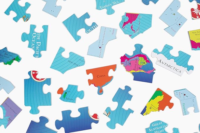 GeoToys GeoPuzzle, Australia & Oceania Shaped Jigsaw Puzzles, 70 Pc Geography Puzzle, Geography Game, Map Puzzle - Jigsaw Puzzles for Kids Ages 6-9 Years Old