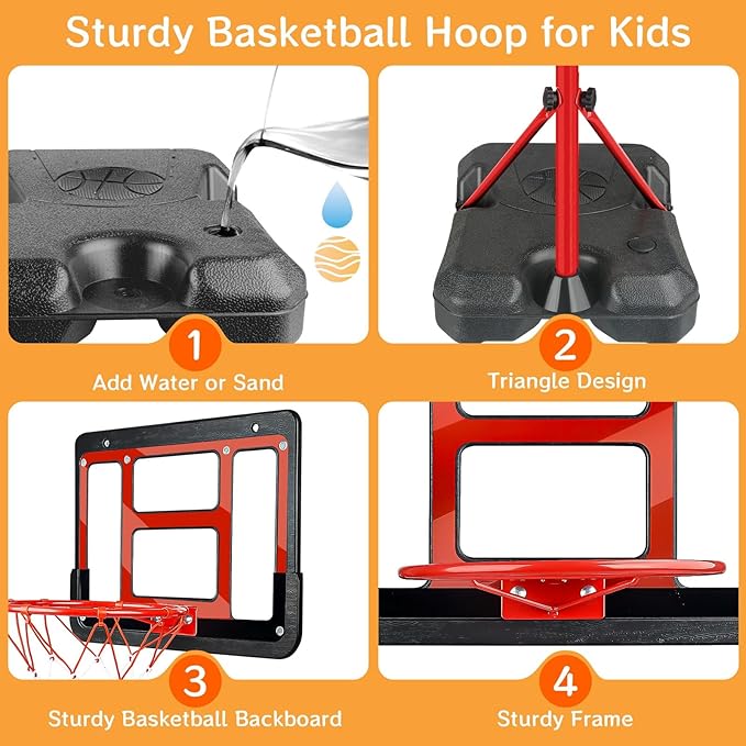 Boys Toy Gifts for 3 4 5 6 7 8 Years Old, Kids Basketball Hoop Adjustable Height 3.5FT-6.2FT, Mini Basketball Hoop for Kid Boys, Basketball Goal Toys Outdoor Indoor Game Gifts for Boys