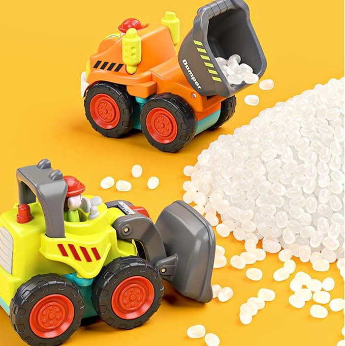 iPlay, iLearn Toddler Construction Toy Trucks, Baby Mini Push Go Cars W/Playmat, Kid Pocket Construction Vehicle, Little Excavator Dump Bulldozer, Birthday Gifts for 6 9 12 18 Month 1 2 3 Year Old Boy