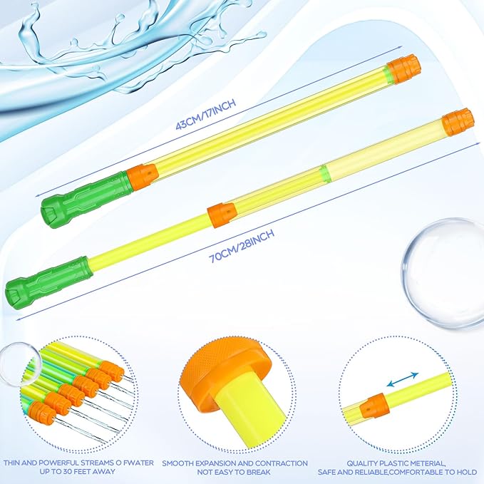 Jexine 72 Pcs Summer Crayon Water Gun 17 Inch Water Guns Bulk Pool Toys Colorful Plastic Water Shooters for Outdoor Swimming Pool Backyard Beach Sand Party Fighting Play Game (Yellow, Blue, Green)