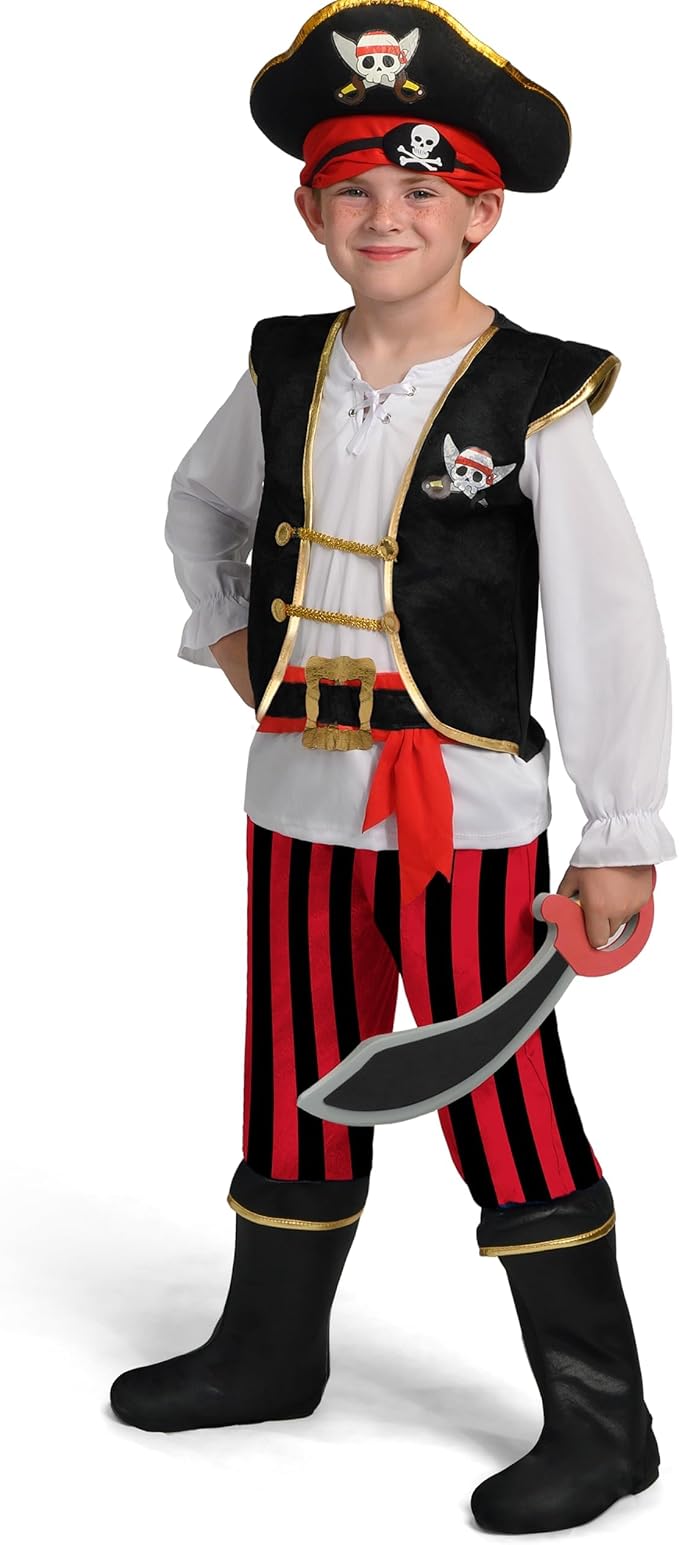 Spooktacular Creations Pirate Costume for Kids, Boys Pirate Outfit Set for Toddler Halloween Pretend Roleplay Themed Party