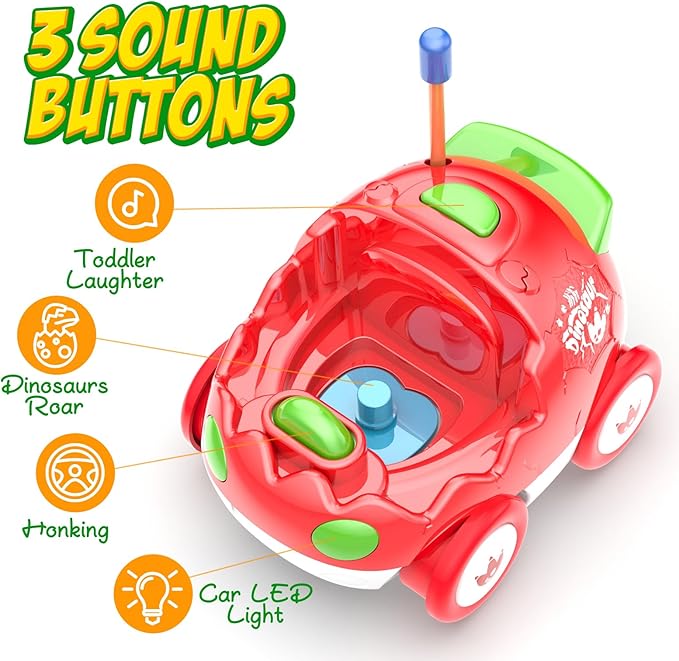 Yeaye Toddler Remote Control Car, 2 Pack RC Cars for Toddlers 18 Months, Toddler Toys for Kids Age 2 3 4 5 Years Old, Birthday Gift for Boys Girls Age 2-4 Years Old(Blue Red)