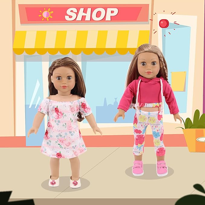 UNICORN ELEMENT 10 Sets American Doll Clothes Gift for 18 Inch Doll Clothes and Accessories Includeding 17 PCS Items Fit for 18 Inch Girl Doll