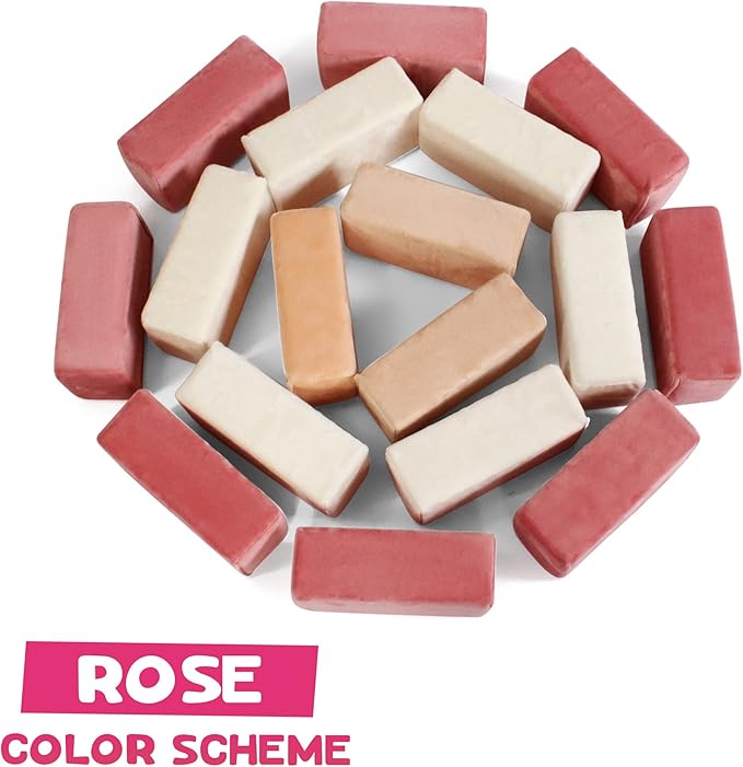 Set of 24 Soft Building Blocks for Kids - Fabric Covered Toy Foam Blocks for Stacking, Play Time, Making Structures - Promotes Gross Motor Skills - 8.25x4.25x3 (Rose Pack)