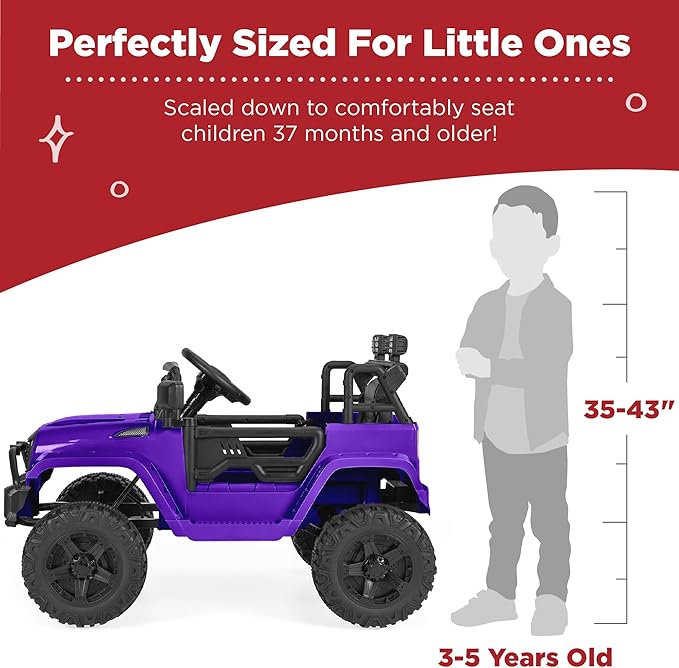 Best Choice Products 12V Kids Ride On Truck Car w/Parent Remote Control, Spring Suspension, LED Lights, AUX Port - Purple