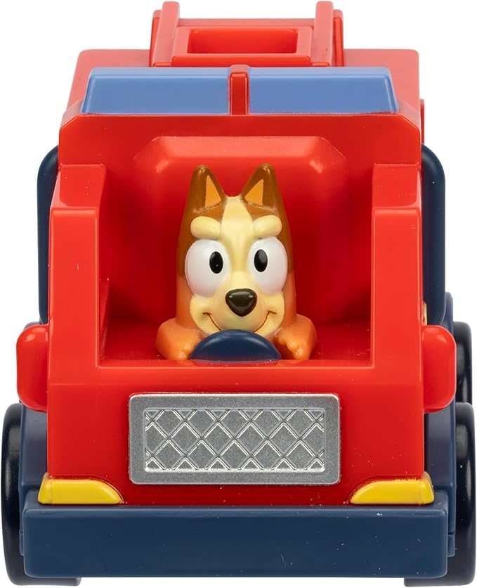 Bluey Vehicle Set – 4-Pack Includes Garbage Truck, Convertible, Family Car & Firetruck, Official Bluey Toys for Kids Ages 3+