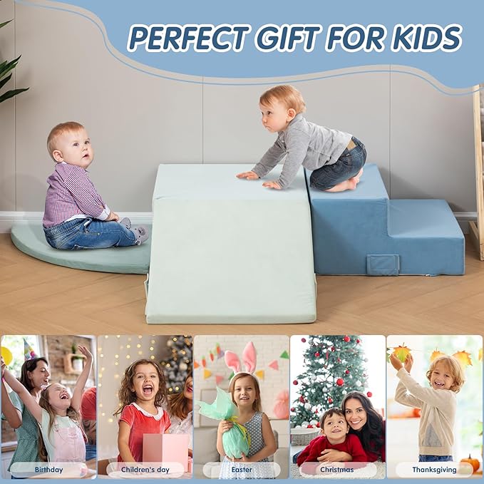 Large 4 Pcs Toddler Climbing Toys Indoor, Foam Blocks with Velcro, Classic