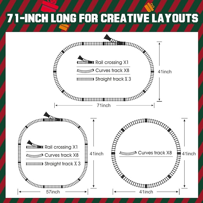 Christmas Train Set with Smoke, Lights, and Sound - Ideal Gift for Toddlers and Kids Ages 2-8, Classic Electric Train Set for Under The Tree, Holiday Decoration for Boys & Girls