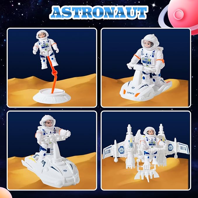 Space Shuttle Toys Set with Light and Sound, Rocket Ship Toys Playset with Spray Effects, Astronaut Toy for Kids 3-5, Outer Space ToyGift for Boys & Girls