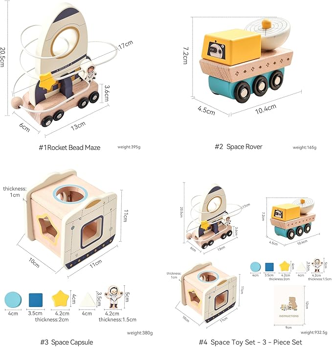 ibwaae Space Toys, Montessori Toys for 1 2 3 Year Old First Birthday Gift,Educational Learning Toys for Toddlers, Baby Toys with Shape Sorter Stacking