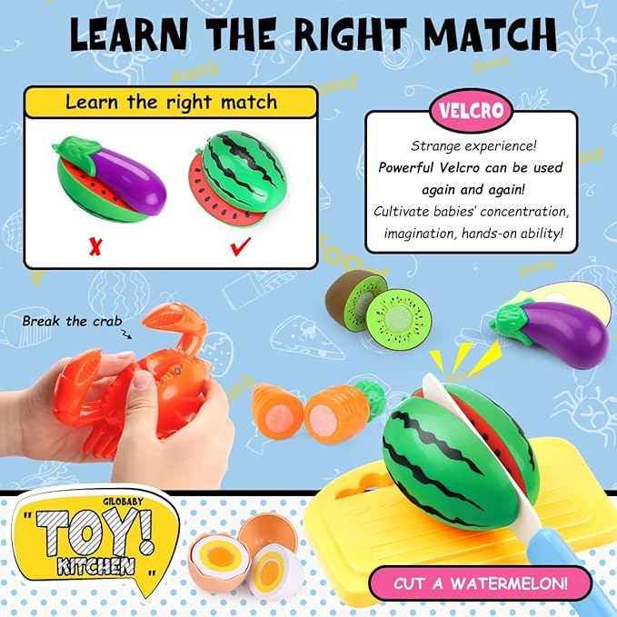 GILOBABY Play Kitchen Accessories, Play Food Sets for Kids Kitchen Playset with Pots and Pans Set, Cooking Utensils, Preschool Learning Education Toys for Toddlers, Birthday Gifts for Girls (Pink)