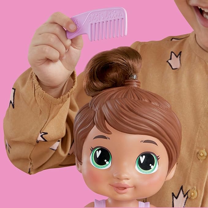 Baby Alive Shampoo Snuggle Sophia Sparkle Brown Hair 11 Inch Water Baby Doll Playset, Toys for 3 Year Old Girls & Boys & Up