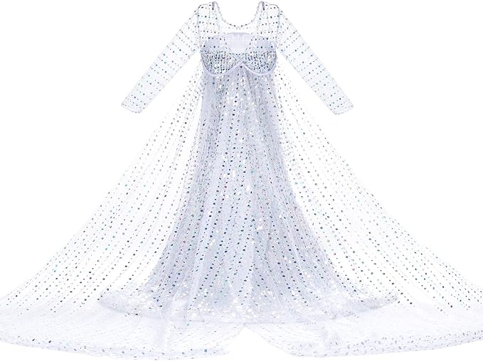 Luxury Princess Dress Costumes with Shining Long Cape Girls Birthday Party