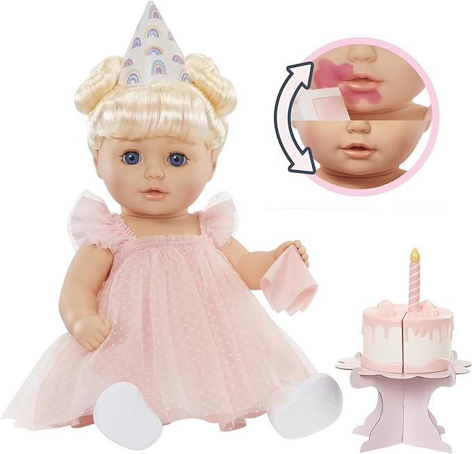 Baby Born Birthday Baby Doll Annabell - Blue Eyes: Realistic Features for Kids Ages 3 & Up, Color Change, Rooted Hair, Eyes Open & Close