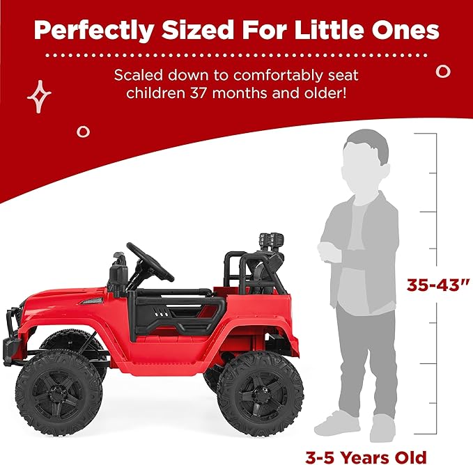 Best Choice Products 12V Kids Ride On Truck Car w/Parent Remote Control, Spring Suspension, LED Lights, AUX Port - Red