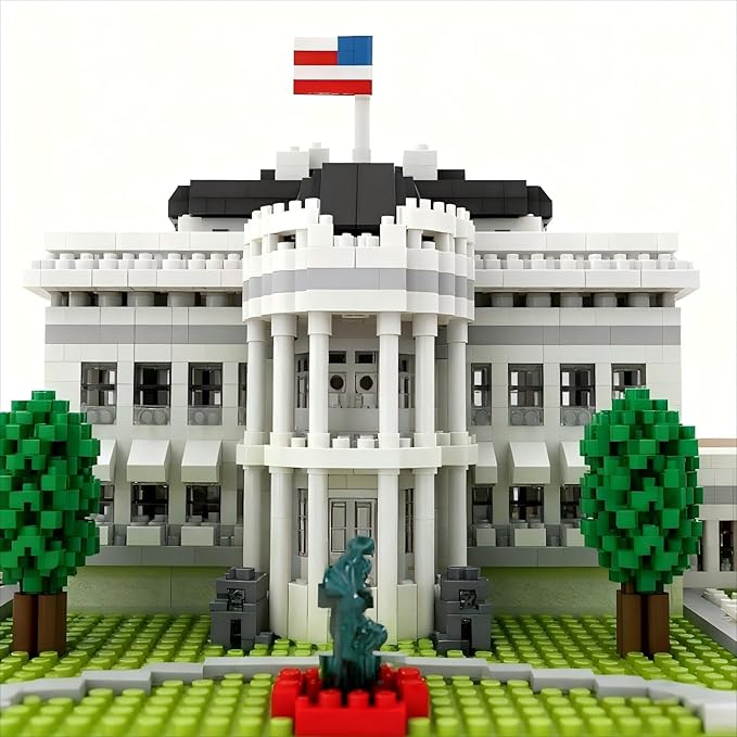 Micro Mini Building Block Sets for Adults, No Compatible with Lego, White House Famous Landmark Building Moldel for Home & Office Decor, MOC 3D Creative Model Gifts for Christmas
