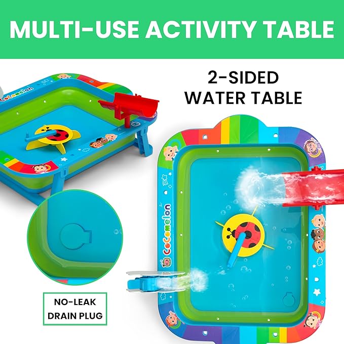 Delta Children CoComelon Water Activity Table - Collapsible & Portable - Ideal for Travel - Outdoor Kids Water Sensory Table, Blue