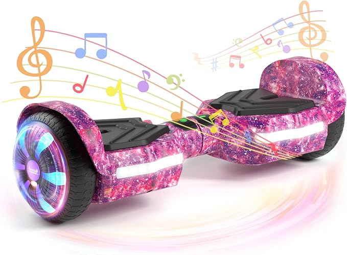 Scooter, Bluetooth Speakers and LED Light-Up Wheels, APP Control, Dual 250W Motors, 8.5 mph Max Speed & 8.5 Miles Max Range, Gifts for Kids Adults Girls Boys