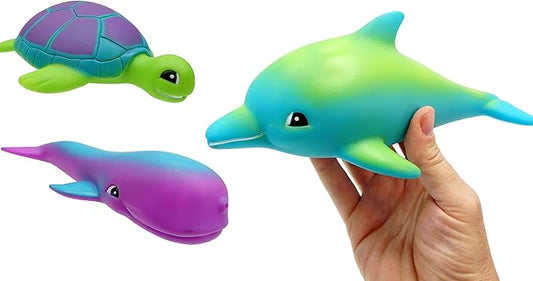 JA-RU Ocean Squirt Squishy Water Animals (1 Water Toys) Fun Floating Foam Sea Animal Toys for Kids. Sea Turtle, Dolphin, Whale Toddler Bath Toys. Pool & Beach Accessories. 4012-1s