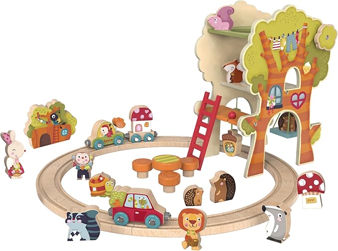 Tree House Play World | 2+ Years | Size 20" x 16.5" x 11.5" | Hand-Eye Coordination | 31 Piece Set | Playtales Included | Play World Collection |